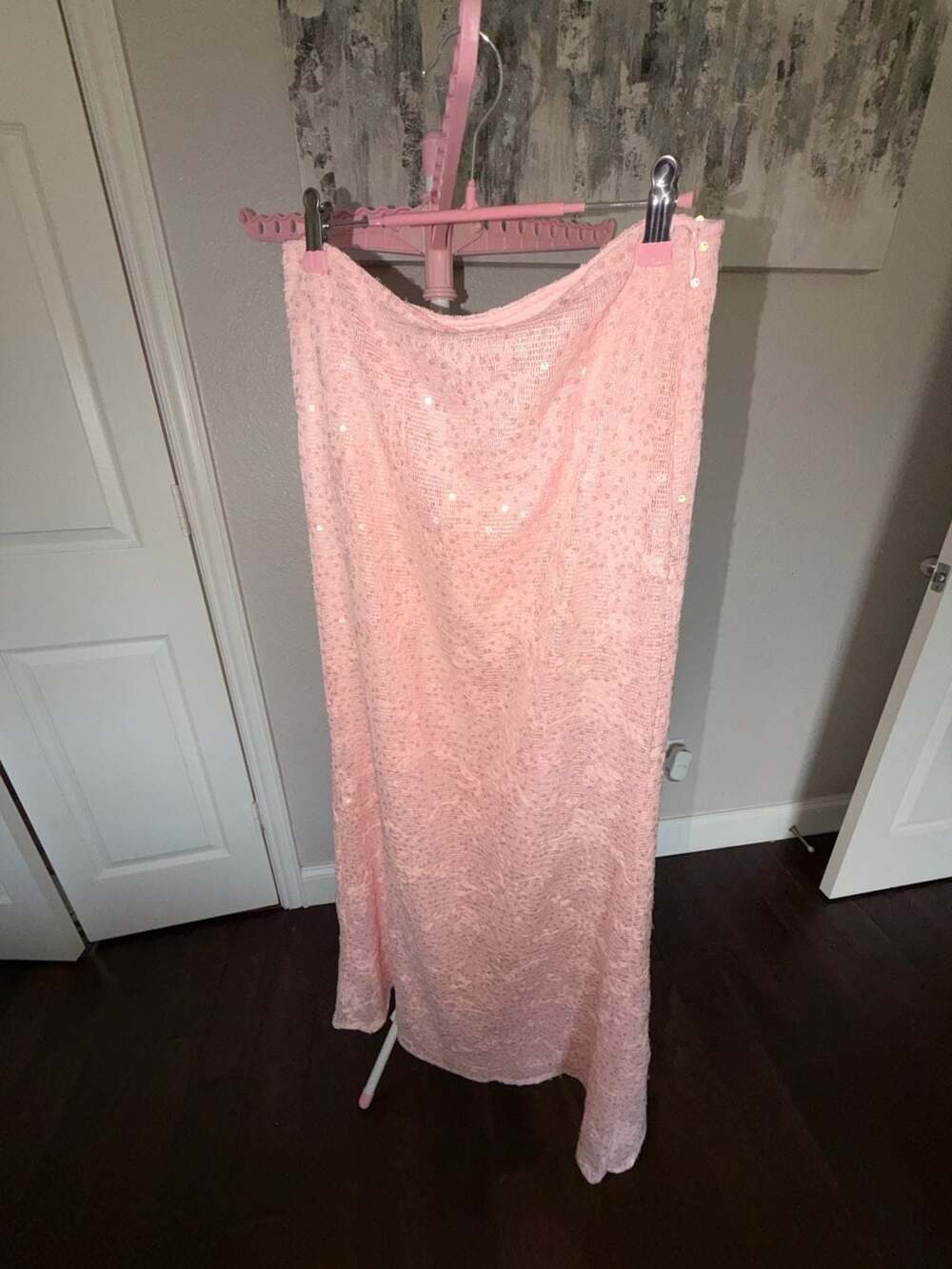 Peppermayo Pink Sequin Maxi Skirt